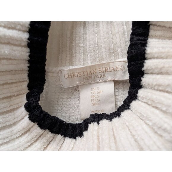 Christian Siriano Womens White & Black Geometric Knit Turtleneck Sweater Size M - Picture 5 of 8